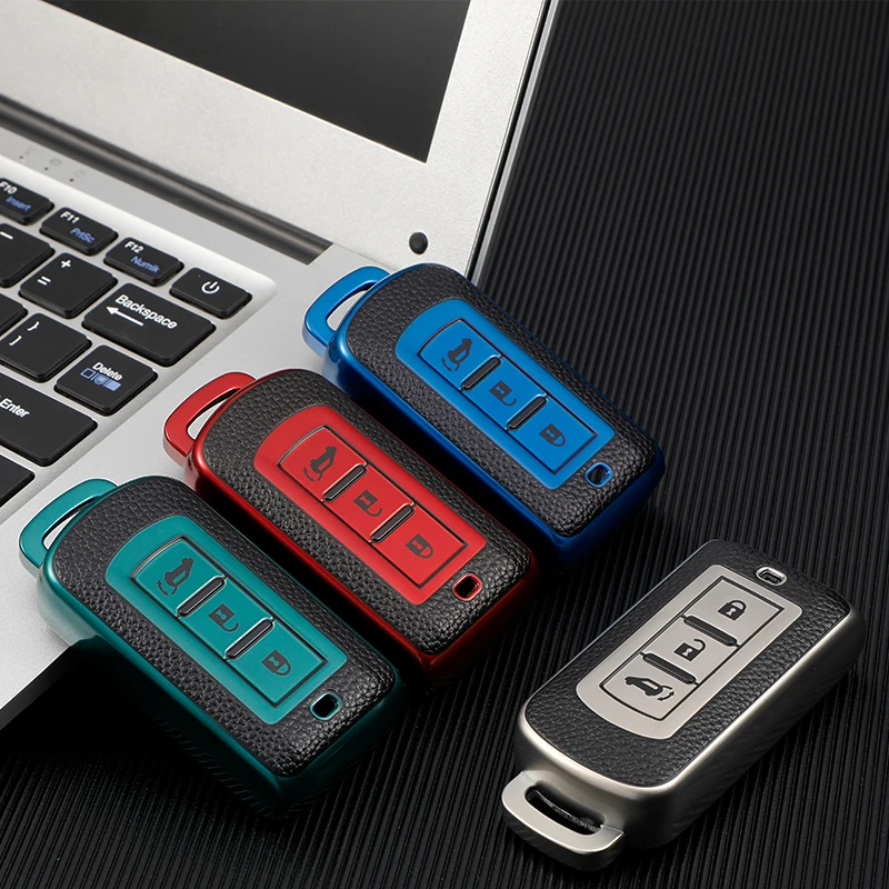 Кожаный чехол для автомобильного ключа из ТПУ для MITSUBISHI OUTLANDER 3 Lancer 10 L200 ASX Colt Pajero Sport ECLIPSE CROSS Key Ring