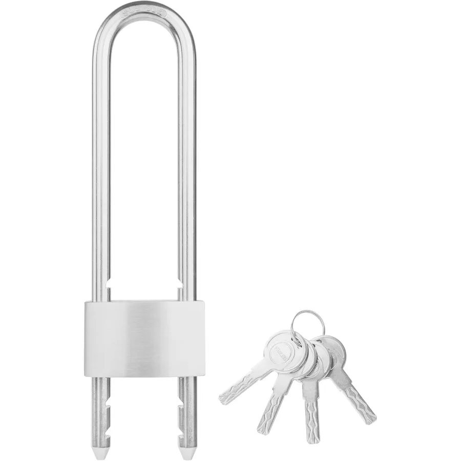 

All Weather Stainless Steel Bike U Lock Outdoor Pad Lock with 4 Keys 2.76 in. 70mm Wide Adjustable Shackle Marine Lock for Bike