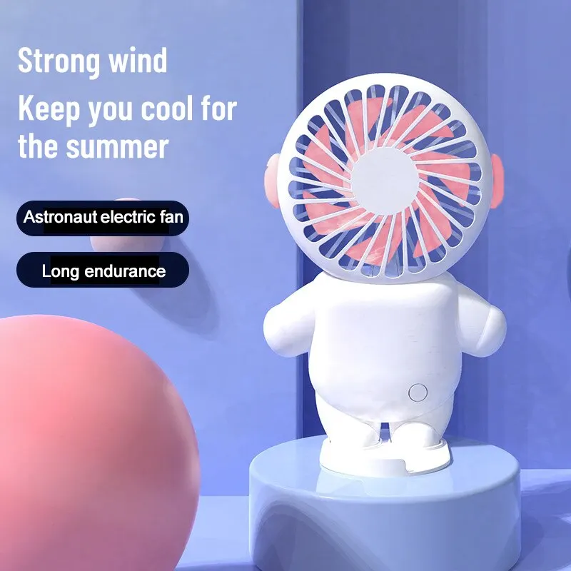 Portable Fan Mini USB Charging Small Fan Portable Pink Blue Astronaut Mini Fan With Charger Summer Gift