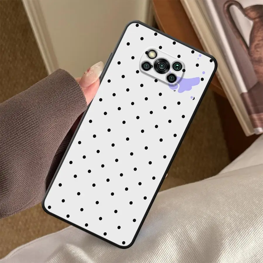 Black Polka Dots Funda Phone Cover Case for Xiaomi Poco F8 F1 C61 C50 M3 M4 M7 C75 F3 M5 X3 X4 X5 X7 Pro C71 view 4
