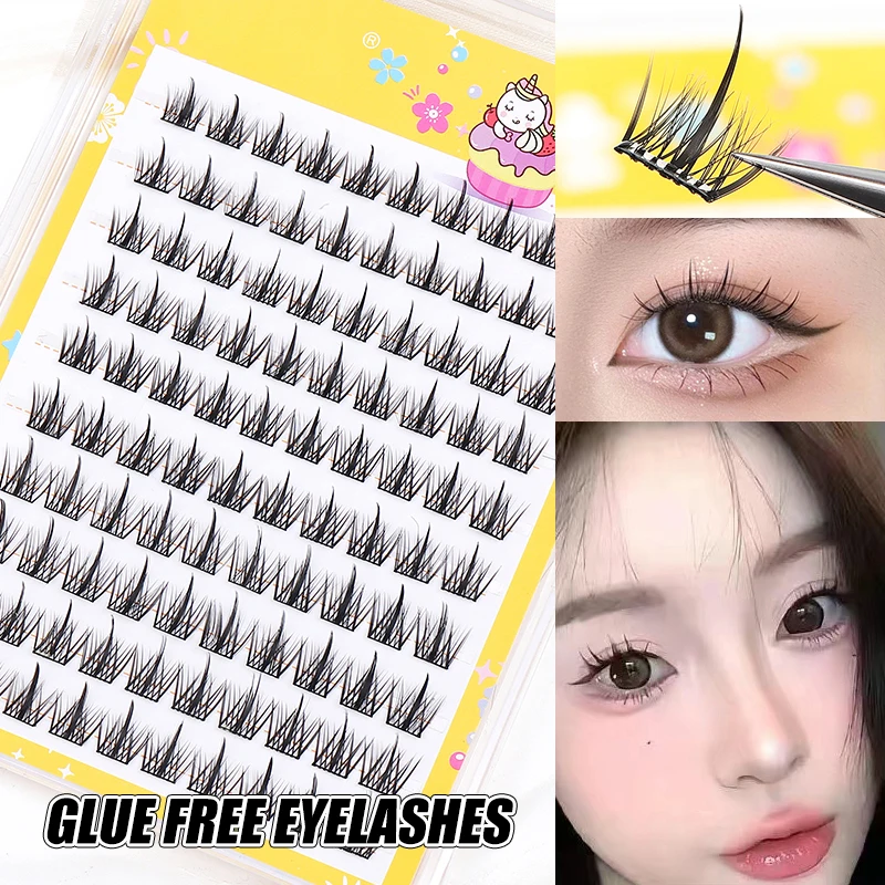 DINGSEN 10 Reihen Kleberfreie Cluster-Wimpernverlängerung Natürliche Einzelwimpern Weiche Großhandels-Falsche Wimpern für Make-up – Detail 1