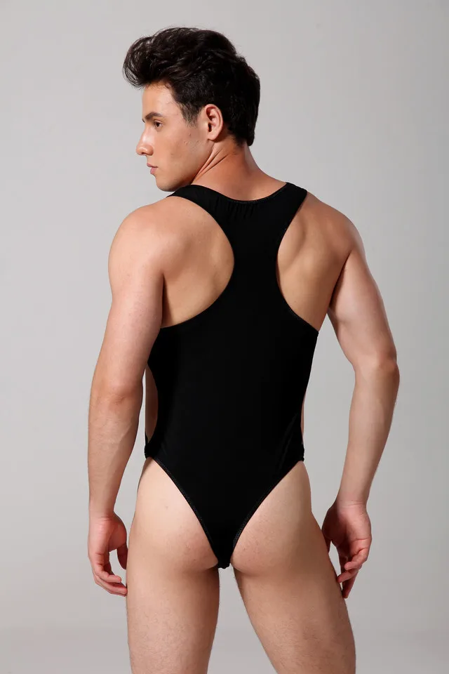 Men's Ice Silk Shapewear Bodysuit Open Buckle Design Sheer Mesh Soft Skin-friendly Breathable Quick Dry Comfort One Size