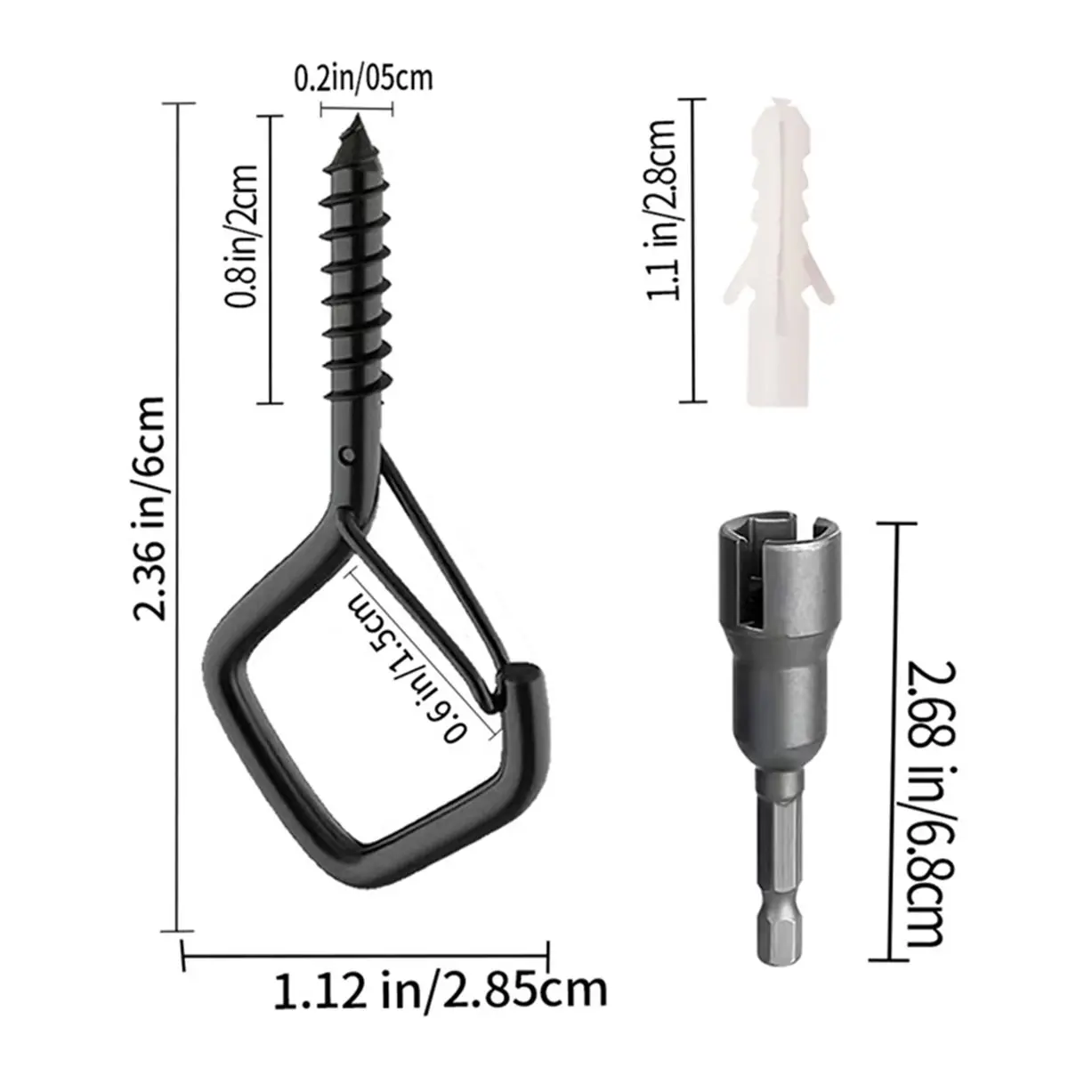 reveal 30pcs Screw Hooks for Hanging Outdoor String Lights with Safety Buckle, for Plants & Patio Lights with 1 Nut Driver