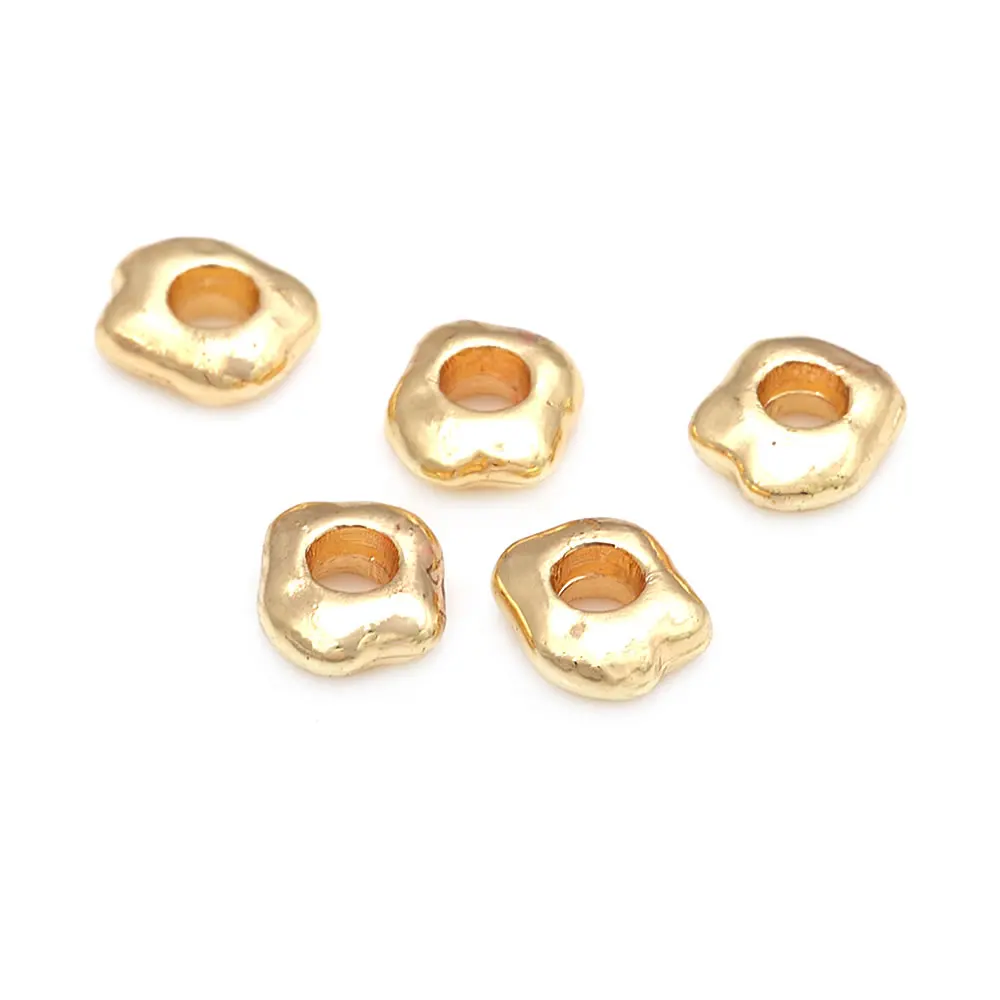 18K Gold Color Brass Irregular Round Bracelets Beads Spacer Beads Diy Jewelry Accessories Making Rosediy official-website