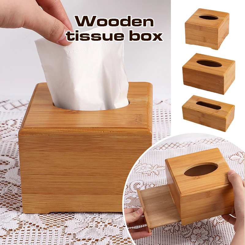 

Bamboo Tissue Box Car Home Rectangle Shaped Tissue Container Napkin Tissue For Home Office Desktop Organize Tissue Boxes