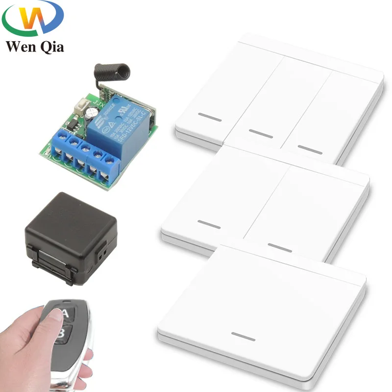 433MHz Wireless Remote Control Switch DC 12V 10A Relay Receiver Smart Wall Switch Universal Transmitter For AccessControl System