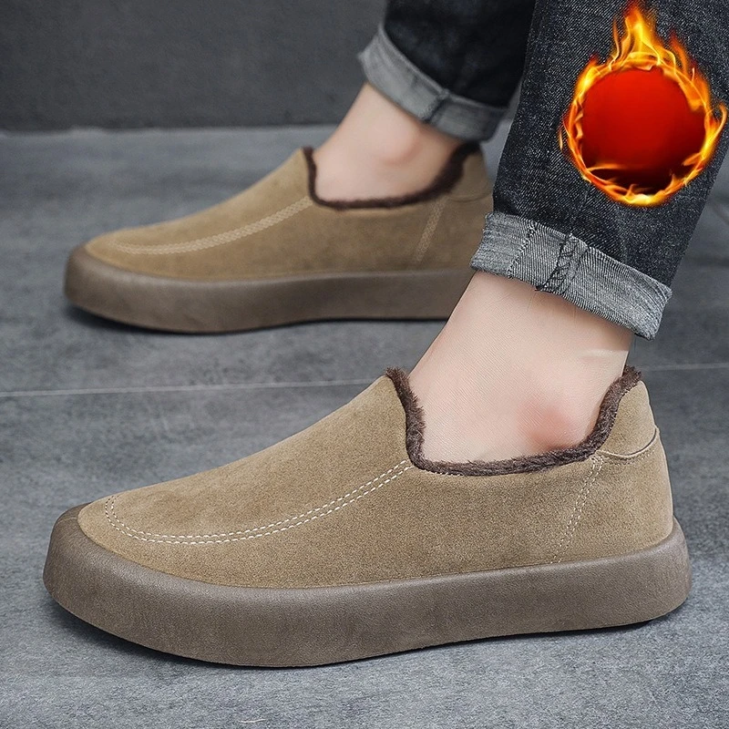 

New winter plus size warm and plush men's cotton boots youth casual shoes trendy men's shoes