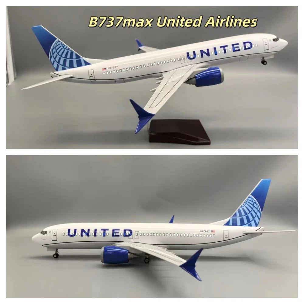 B737 MAX United New Aircraft 737 Airlines 47CM Diecast Plane Model With Miniature Airplanes Model For Collections And Displays
