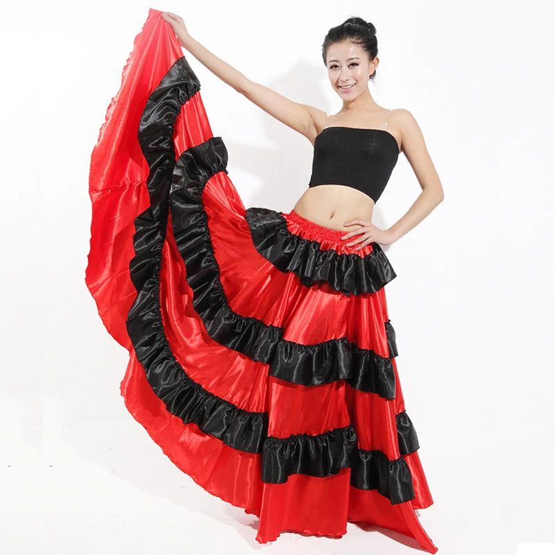 720 540 Spanish Flamenco Skirt Bullfight Dance Dress Costumes Stage Performance Party Red Skirt Women Female Clothing