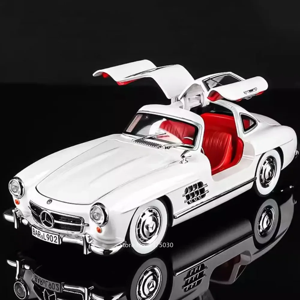 1:24  Alloy Diecast Benz 300SL Vintage Cars Toy Miniature Model with Pull Back Sound Light Vehicle Toys for Children Adult Gifts