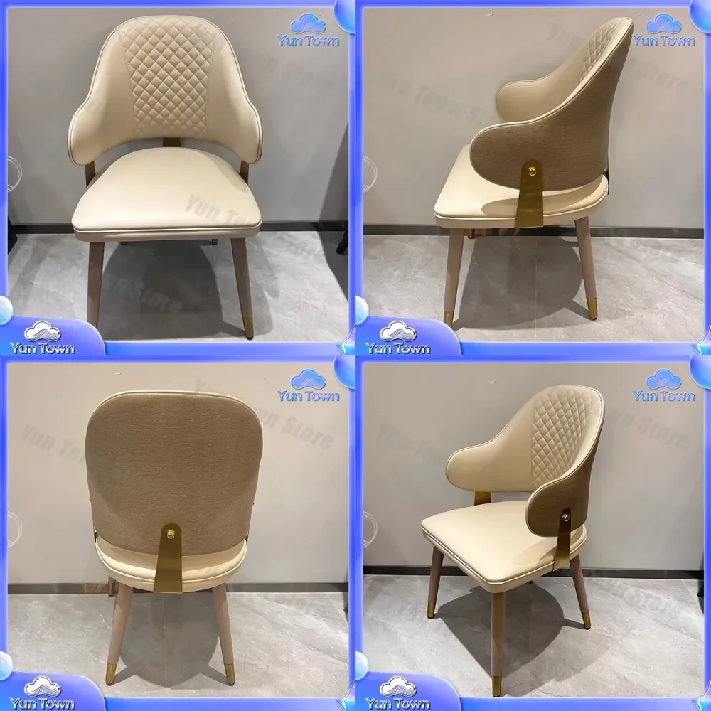 Italian Light Luxury Fashion Dining Chair for Living Room Hotel Office Art Design Solid Wood Frame Soft Bag Leisure Chair