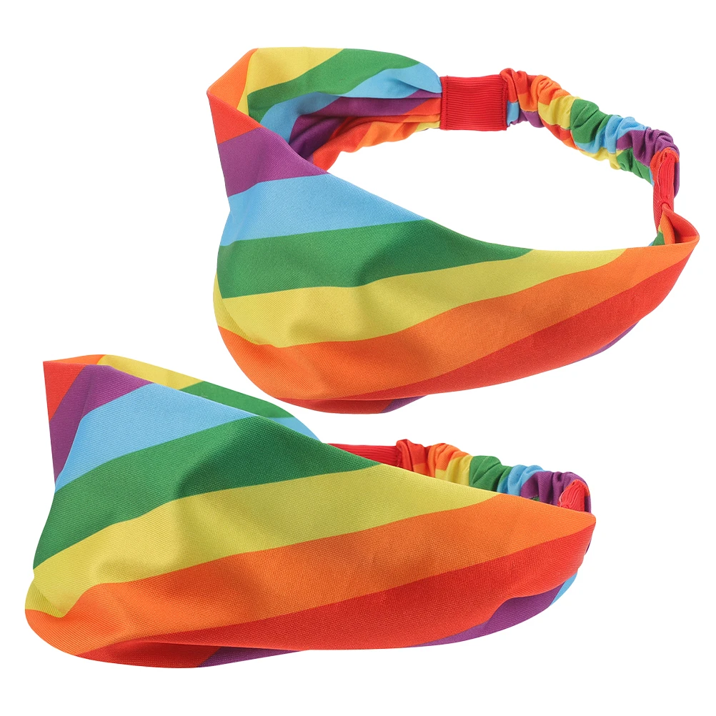 

2pcs Rainbow Sports Headb Hair B Sweatb s Pride B Universal Fabric Accessories Yoga Running Gym