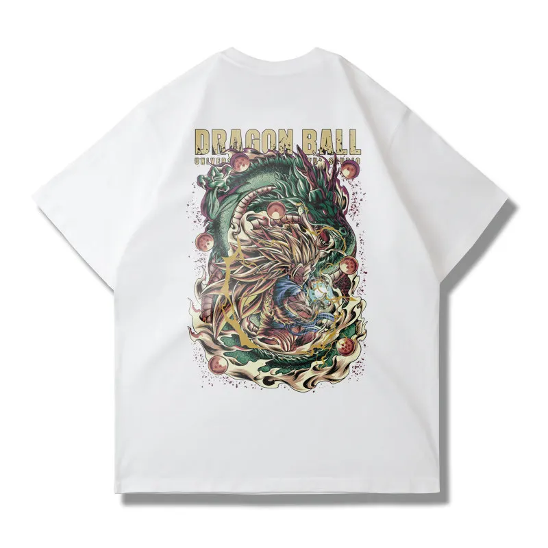 

Футболка унисекс с коротким рукавом в стиле японского аниме Dragon Ball Super Saiyan Goku, из чистого хлопка, свободного кроя, с заниженной линией плеча, летняя