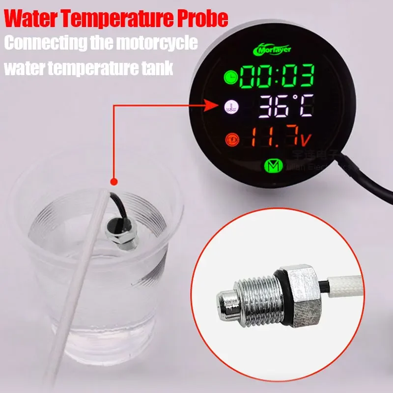 Waterproof Motorcycle 5-In-1 Modified Water Temperature Meter Time Voltmeter 12V Chronometer USB Mobile Phone Charging universal