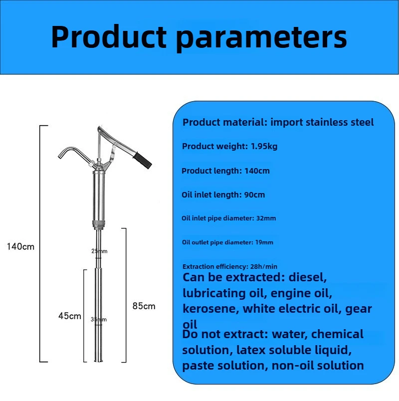 

Ручной масляный насос под давлением, Ручной масляный насос с большим цилиндрическим редуктором, Автомобильный стержневой насос под давлением масла с бочонком Макс. головка 1,5