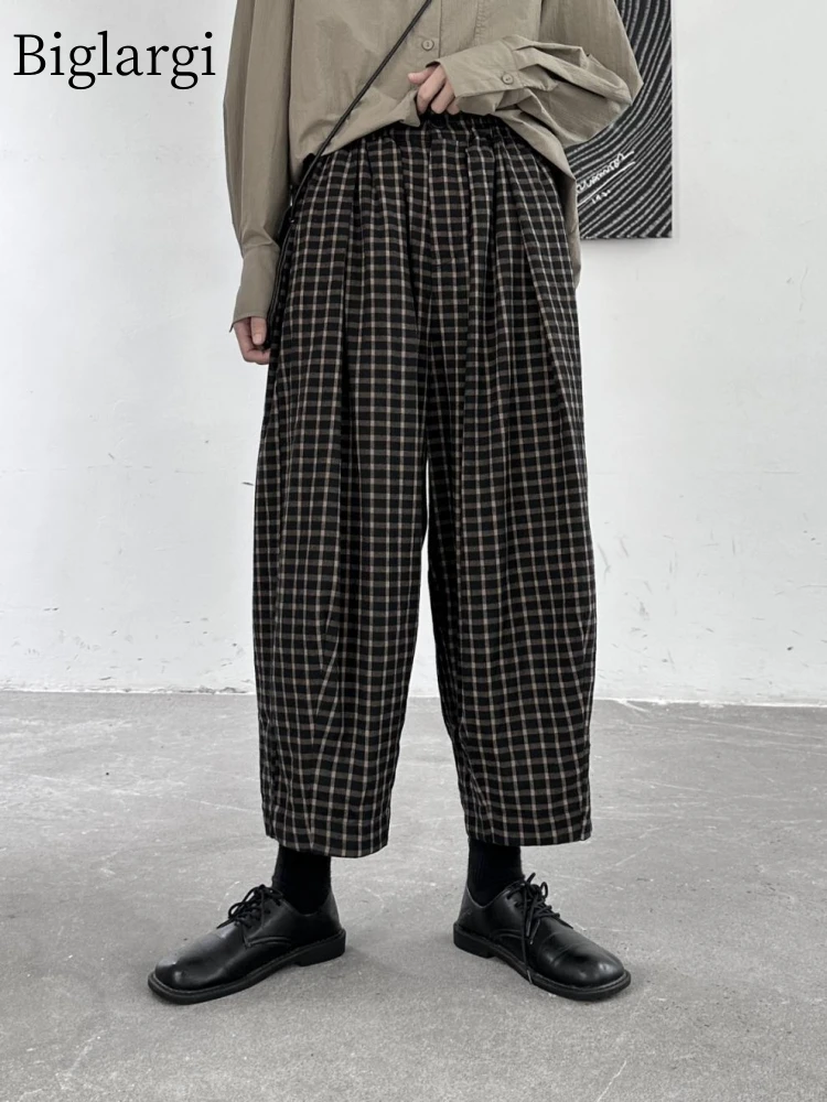 

Oversized High Elastic Waist Plaid Pants Women Casual Long Wide Leg Ladies Pants Modis Loose Trousers Autumn Spring Woman Pant