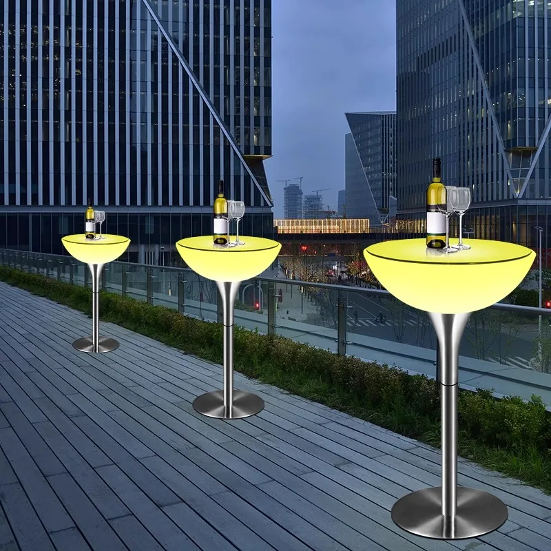 

Modern Style Luminous Cocktail Table Metal and Plastic Furniture Music Bar for Wedding Commercial Furniture Set