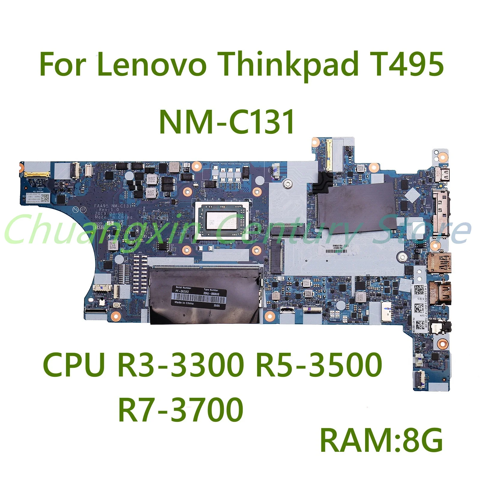 For Lenovo ThinkPad T495 laptop motherboard NM-C131 With R3-3300 R5-3500 R7-3700 100% Tested Fully Work