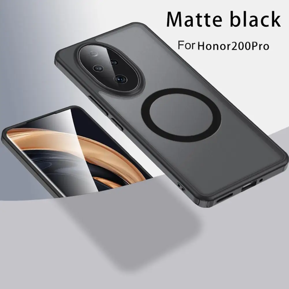 Magnetic For 200/200 Pro Anti Fall Pc+tpu Protective Cover For 200 Pro Black/ Transparent G6h5