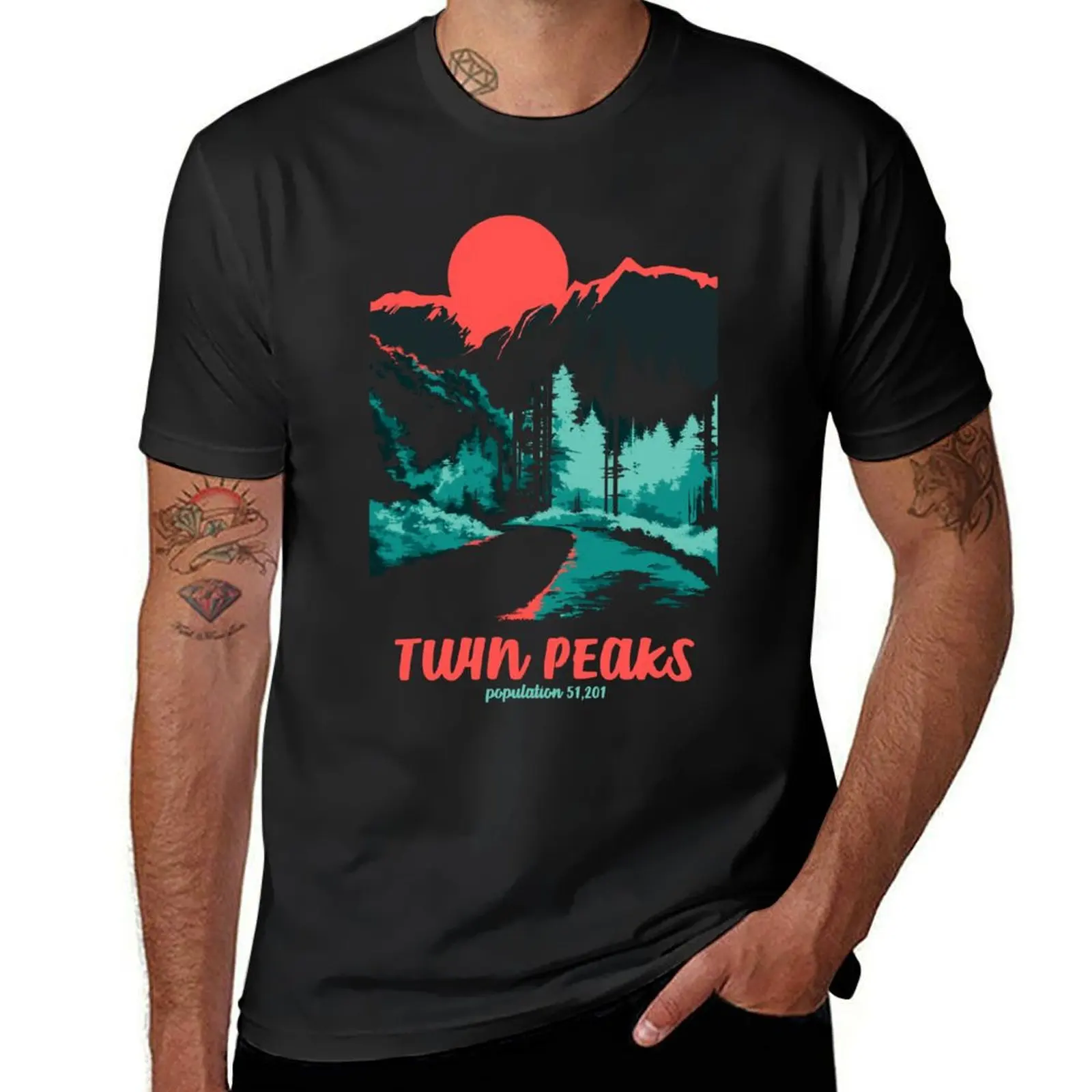 

Twin Peaks Classic National Parks Tonal Welcome Poster T-Shirt Short sleeve tee cute clothes mens workout shirts