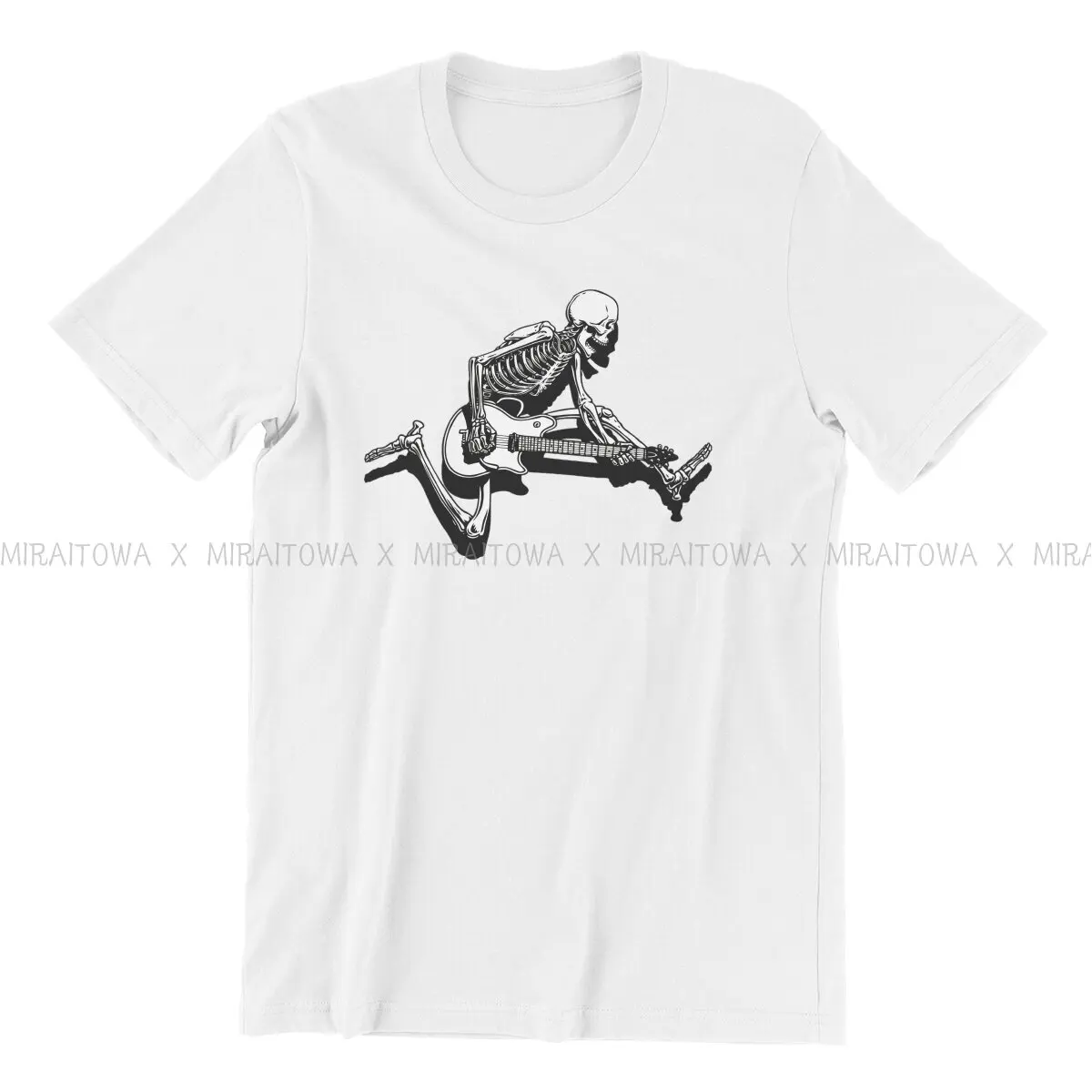 Guitar Rock Fabric TShirt Skeleton Guitarist Jump Classic T Shirt Homme Men Tee Shirt Printing