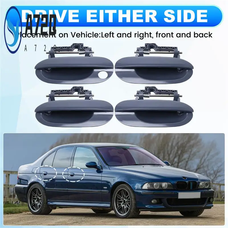 

A72Q-4Pcs Outside Door Opener Handle 51218245461 51218245462 For BMW 5 Series E39 1997-2003 51218245463 51218245464/55/56