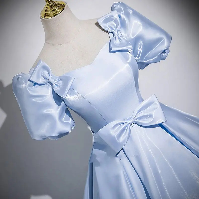 فساتين Quinceanera باللون الأزرق المخصص مع فيونكة للحفلات الراقصة وحفلات أعياد الميلاد وحفلات السهرة للنساء مناسبة رسمية فيستدو دي نوش