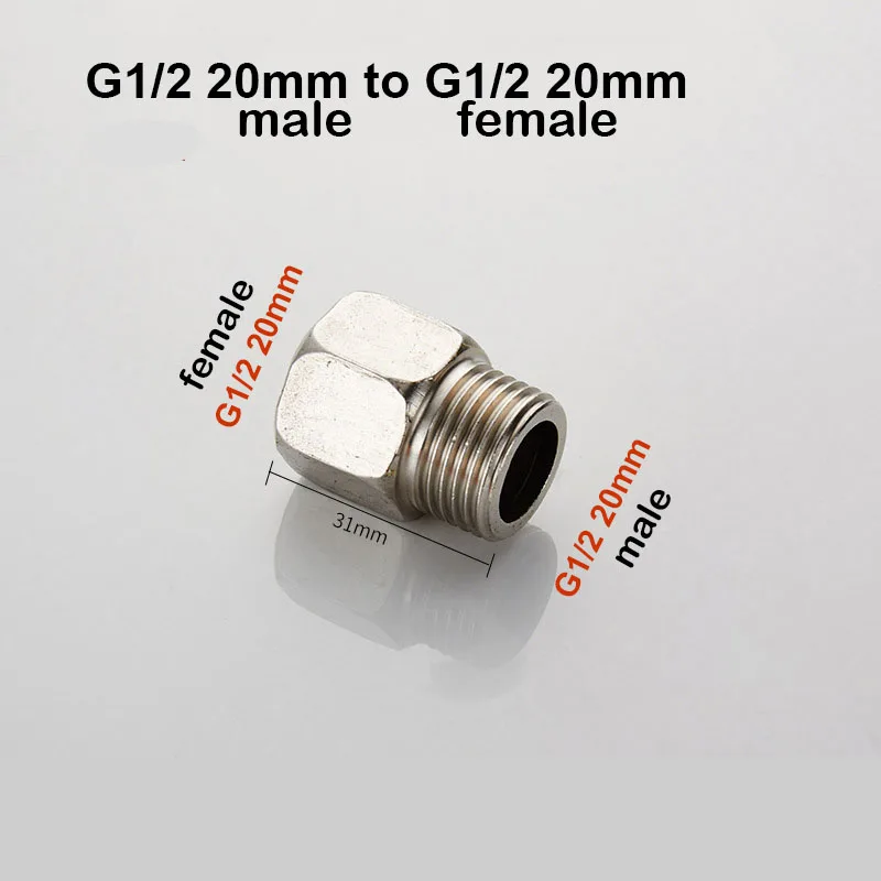 

G1/2" 20mm male to female Plumbing Fittings water hose connector extend Adapter Thread Tee Type Stainless Steel Butt Joint t1