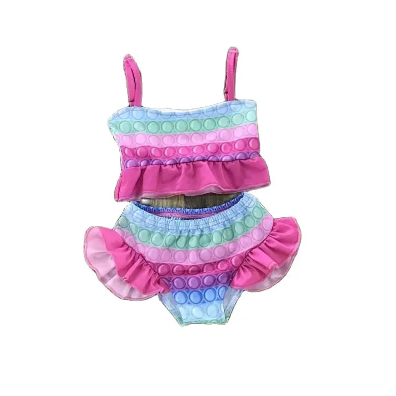 New Summer Girls Baby Outdoor Beach Swimsuit Set Vest Suspenders Plus Underwear Cotton
