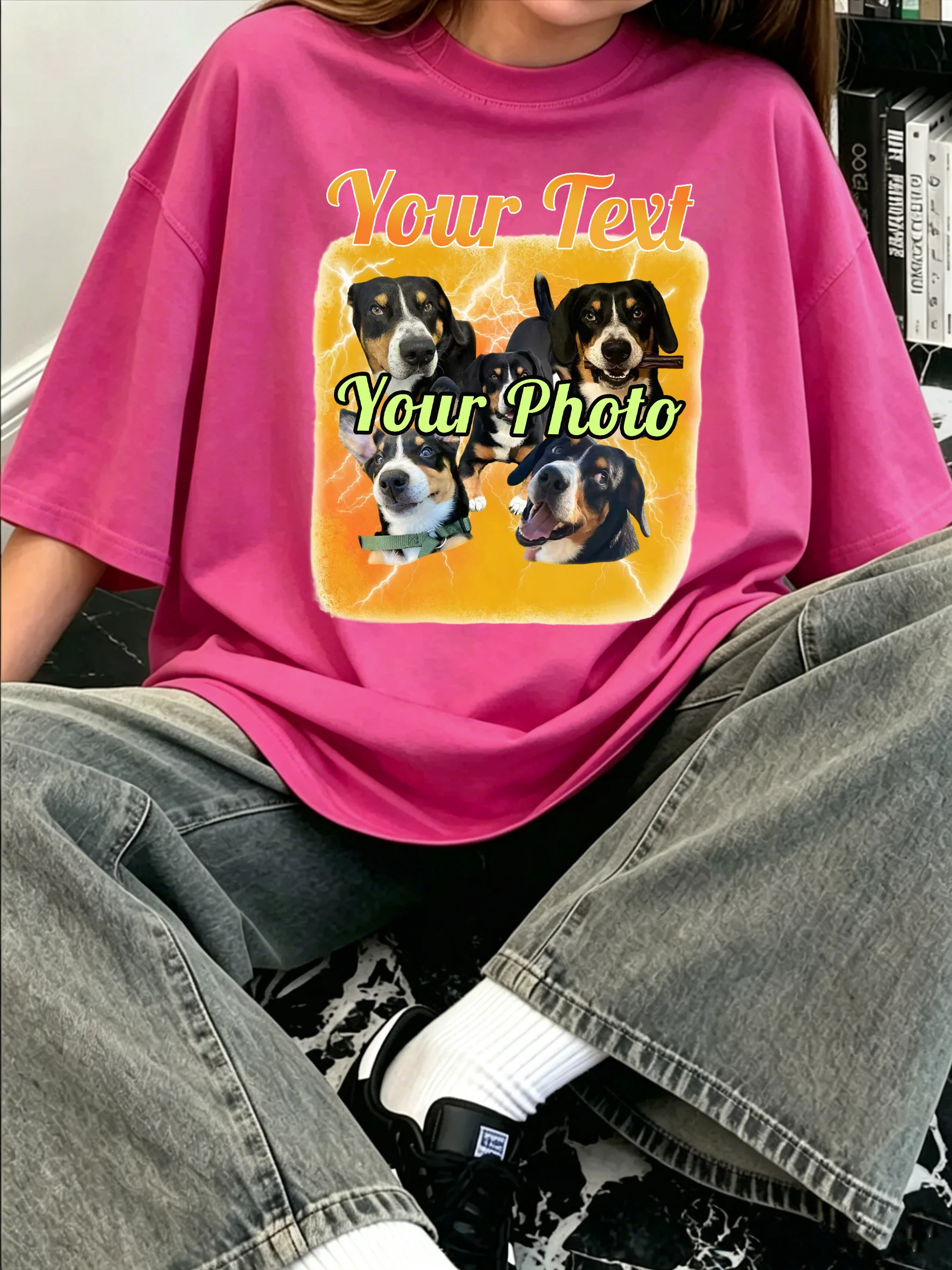 

Pet Personalized Custom Trendy T-Shirt Women Cotton Comfy Soft Short Sleeve Sisters Bestie Y2K Clothes Street Sport Loose Tops