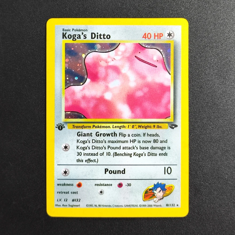 

Proxy Pokemon Card EN Gym Challenge 1st Kogas Ditto 10/132 Super Rare Collectibles Card Single Classic Anime Cards Toys