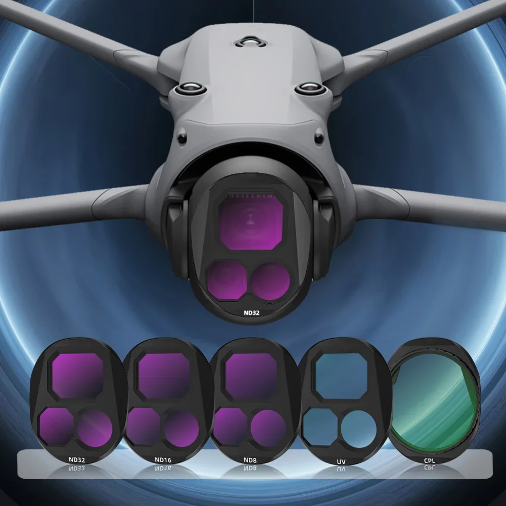Lens Filter Set for DJI Mavic4Pro Featuring UV CPL ND8 ND16 ND32 Filters to Enhance Image in Various Conditions