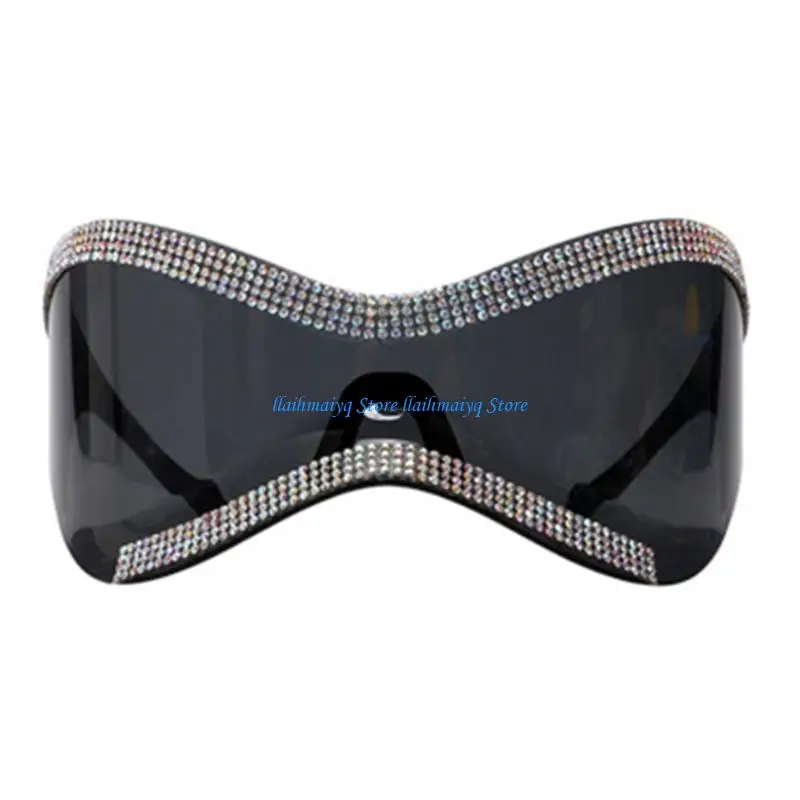 

573B y2k Punk Sunglasses Diamond Sunglasses Oversized Sport SunGlasses