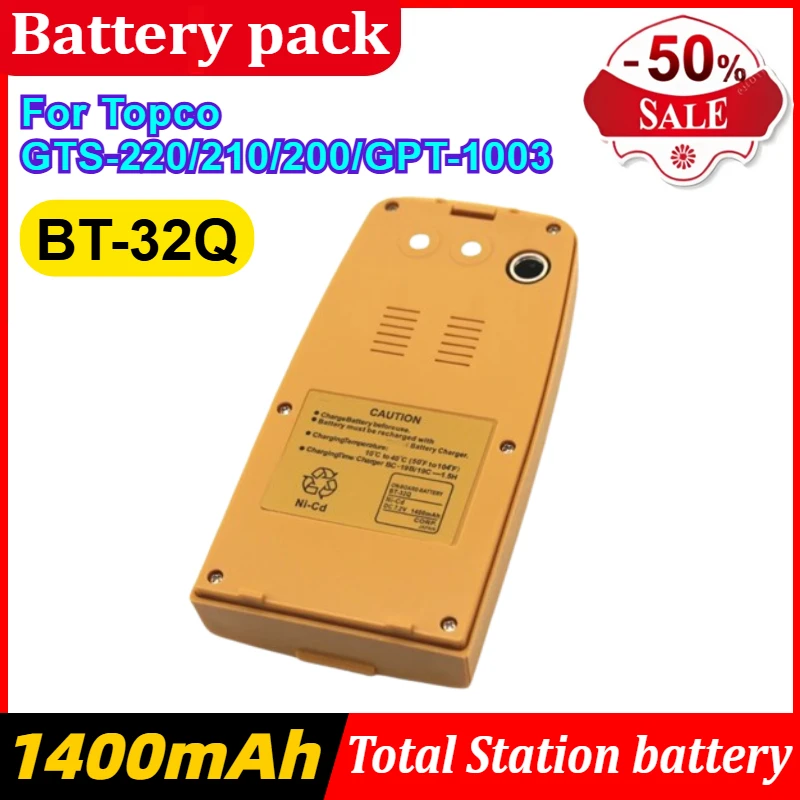 BT-32Q 7.2V 1400mAh Battery for Topco GTS-220/210/200/GPT-1003 Total Station NI-MH Battery