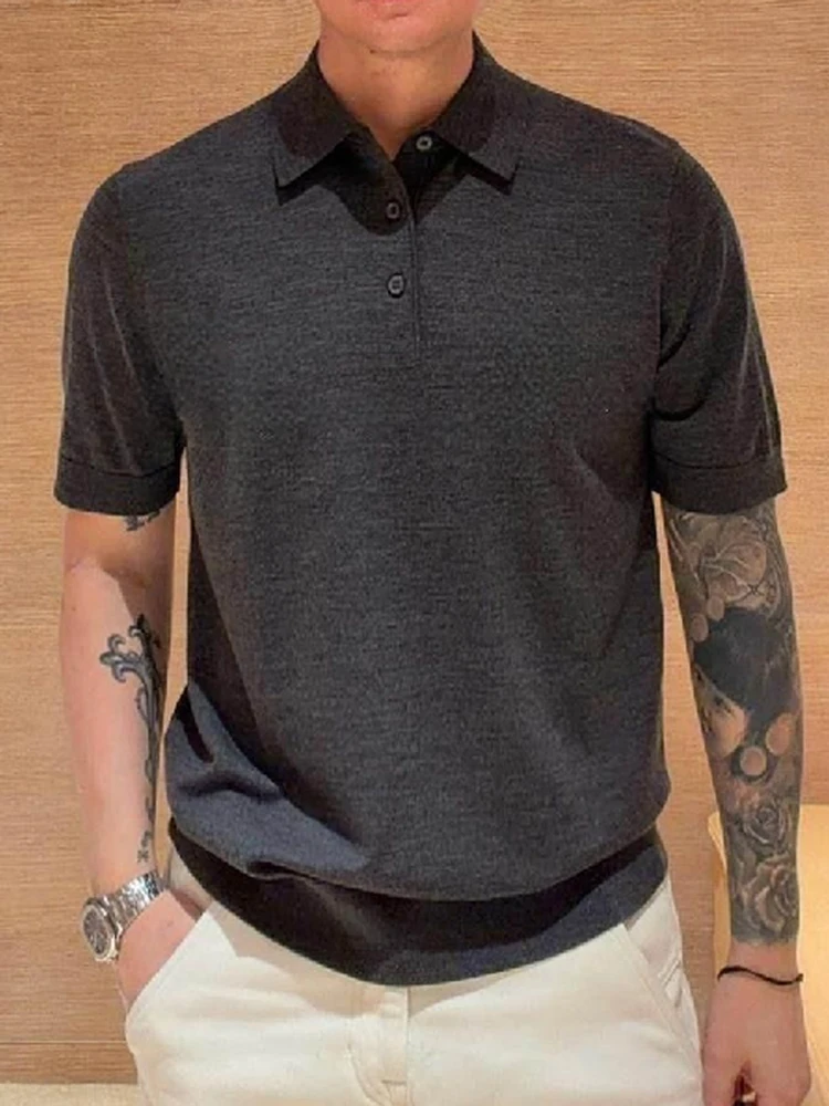 

Spring 2026 Men's Slim Fit Comfortable Knitted ort Sve irt Pure Color f Sve Sweater Breathable Lightweight ...