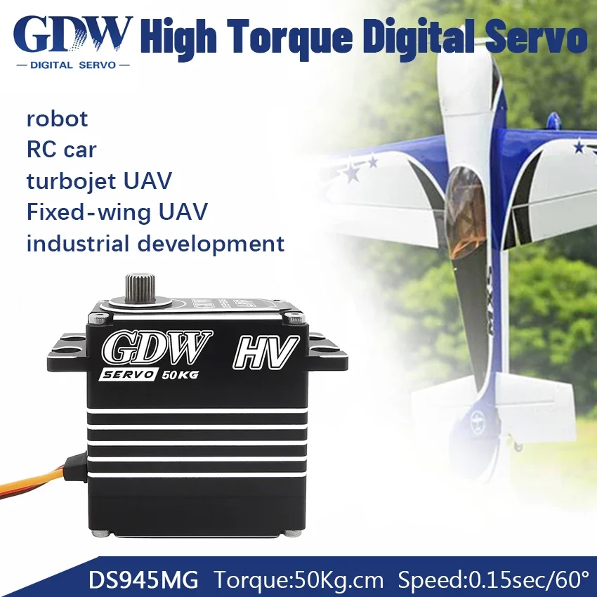 

GDW DS945MG 50KG High Torque Steel Gear Model Aircraft Fixed Wing Turbojet UAV RC Model Car Standard Digital Servo