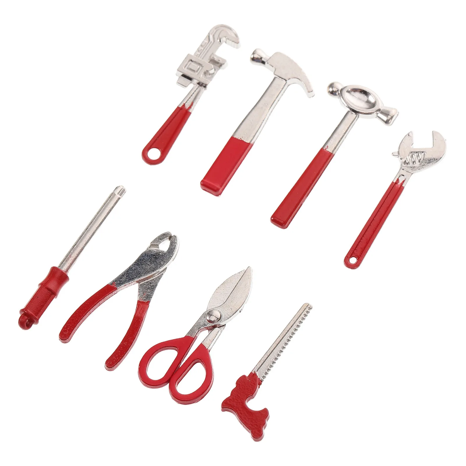 8Pcs Precision Mini Tools with Hammer Wrench for Dollhouse Miniatures Authentic Detailing DIY Craft and Photo Setup Use