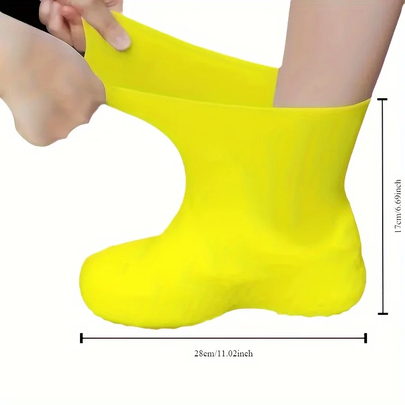 Wasserdichte Silikon-Schuhüberzüge – wiederverwendbare Gummi-Regenstiefel, rutschfest für regnerische Tage, 1 Paar – Detail 2