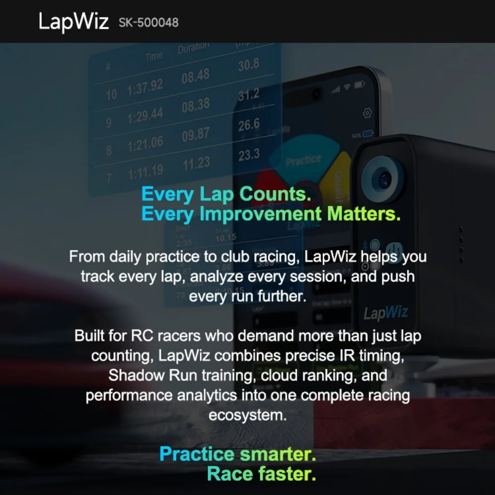 SKYRC LapWiz Professioneller IR RC Lap-Timer mit Multi-Car-ID-Management, Screen-Cast, Sprachansage und OTA-Upgrade für Mini-Z 1/10 RC-Rennen – Detail 3
