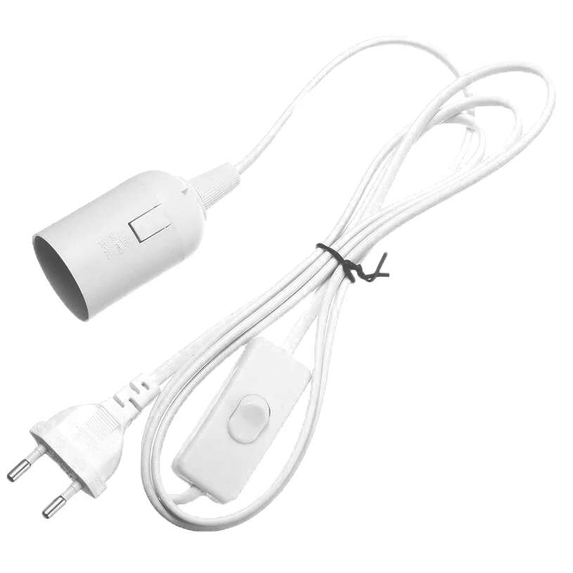 قاعدة مصابيح حامل مع مفتاح تشغيل/إيقاف كابلات سلك الطاقة معلقة قلادة LED تركيب المصابيح المصباح الكهربي المقبس الحبل الاتحاد الأوروبي/الولايات المتحدة التوصيل E27