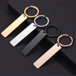 10Piece 12x50mm Mirror Polished Stainless Steel Strip Blank Keychains For DIY Souvenir Gifts Womens Mens Car Key Jewelry