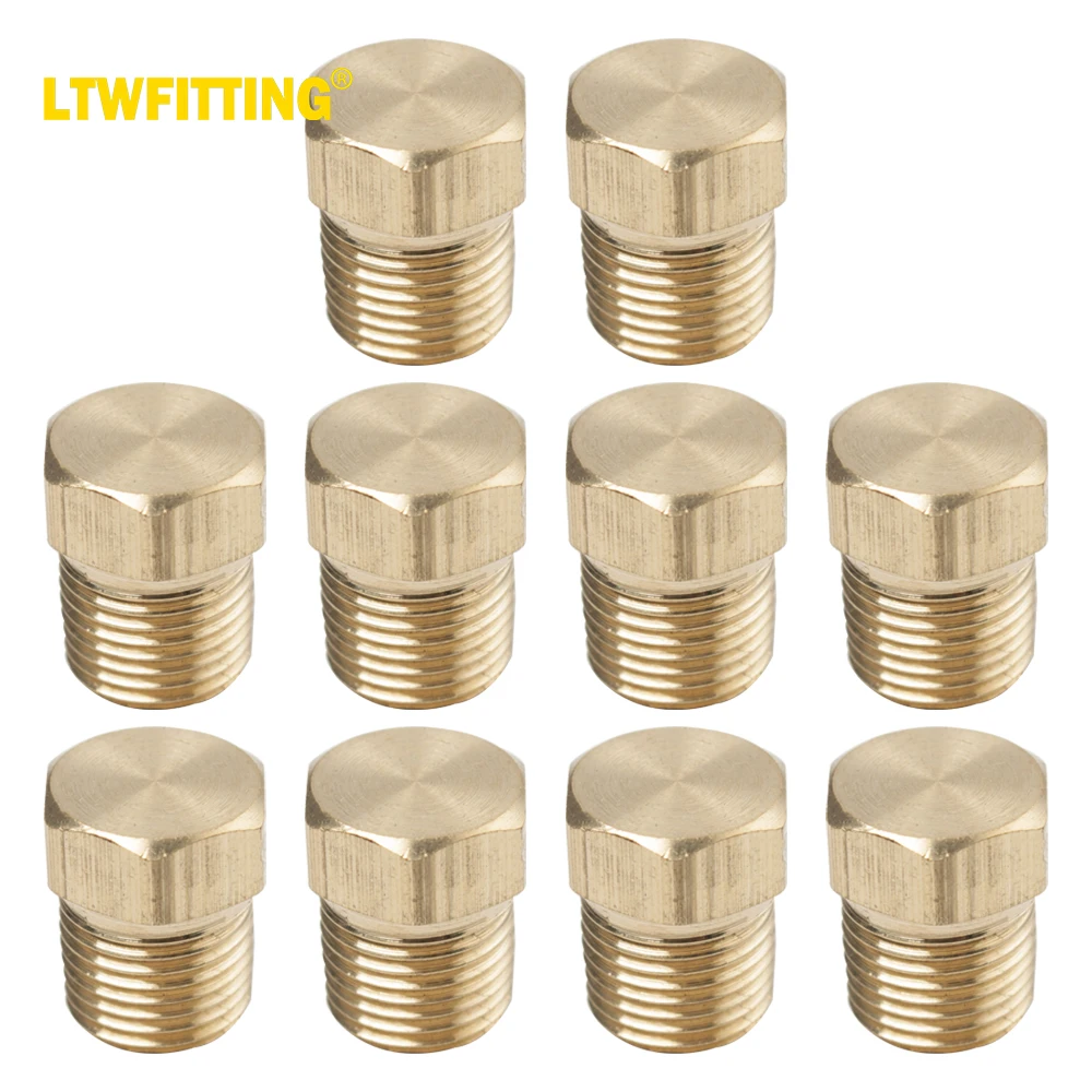 

LTWFITTING Brass Pipe Solid Hex Head Plug Fittings 1/8-Inch Male NPT Air Fuel Water Boat(Pack of 10)