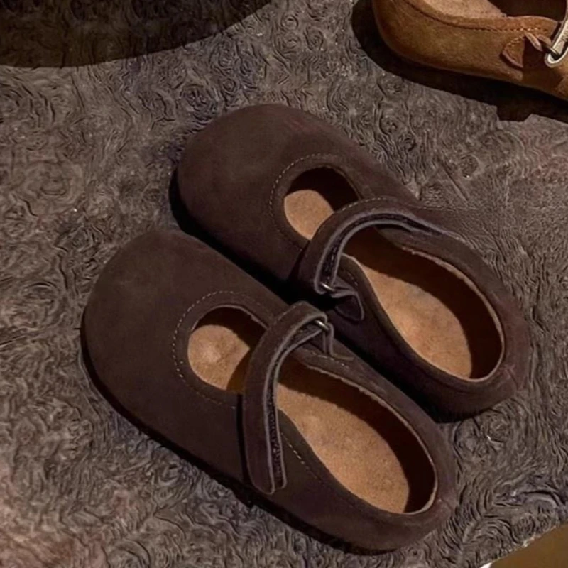 2026 Spring Autumn Vintage Mary Jane Flats Girls Comfortable Round Toe Shoes Leather Casual Kids School Shoes