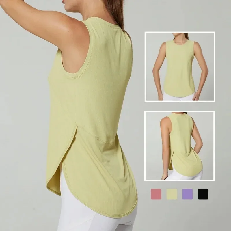 Camiseta deportiva sin mangas para mujer, Top corto para gimnasio, ropa de Yoga, chaleco para Fitness, ropa deportiva para correr y correr