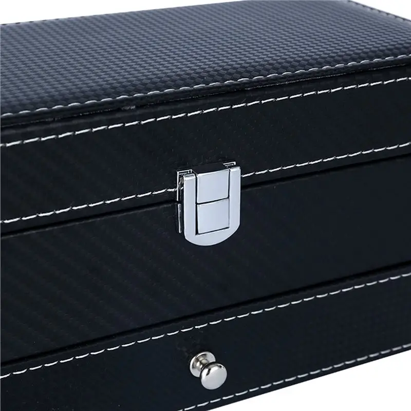 A95D-Multi-Purpose Jewelry Watch Box 4 Position Double-Layer Pu Leather Storage Box For Necklaces, Earrings Bracelets Rings