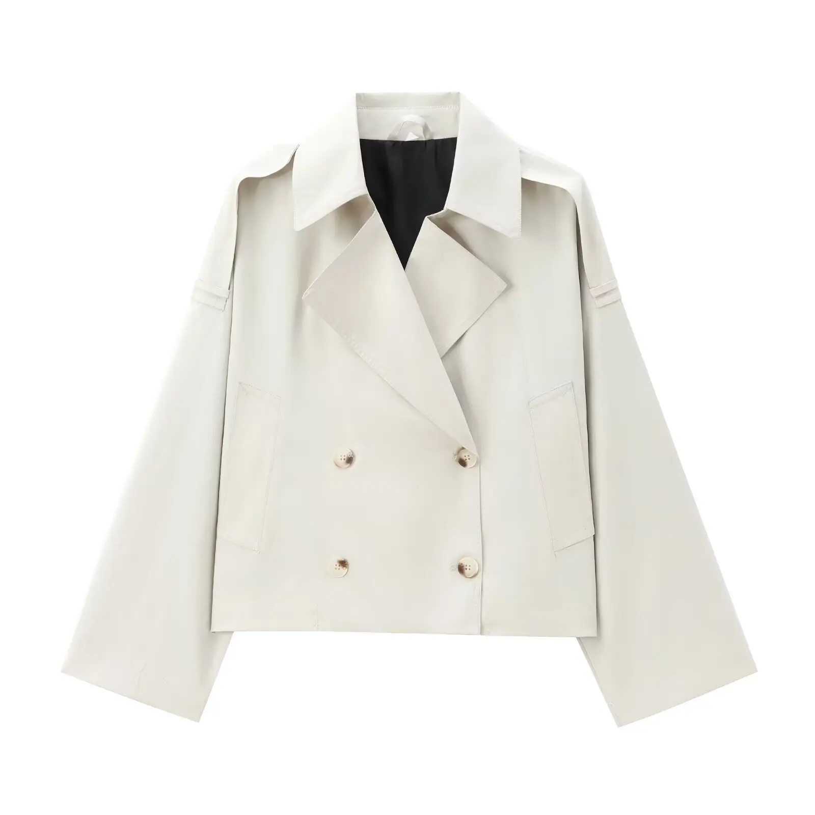 Coupe-vent à double boutonnage pour femme, veste à revers rétro, haut chic, manches longues, poche latérale, style décontracté, nouvelle mode