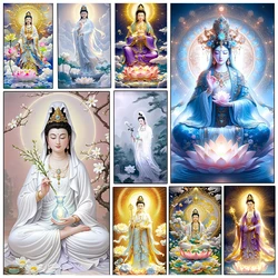 DIY 5D Full Diamond Painting Cross Stitch Lotus Guanyin Diamond Embroidery religion Buddhism Needlework Patterns Rhinestone kits