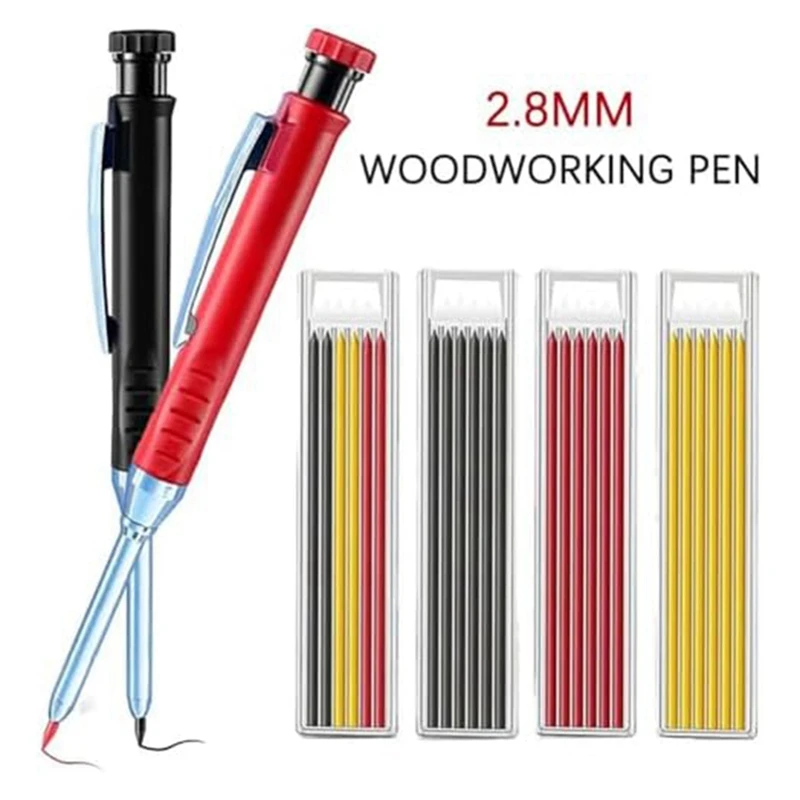 Multi Pack Solid Carpenter Pencil Set With 2.8MM Lead And Built-In Sharpener Pencil Woodworking Wood Factory Stationery Durable