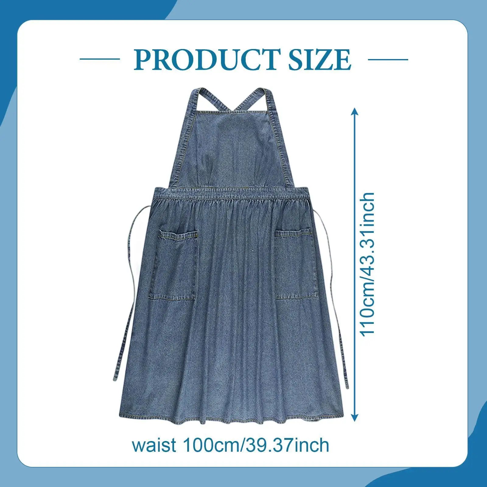 Versatile Solid Denim Work Apron with Spacious Pocket for BBQ Party DIY Craft Sewing Pottery