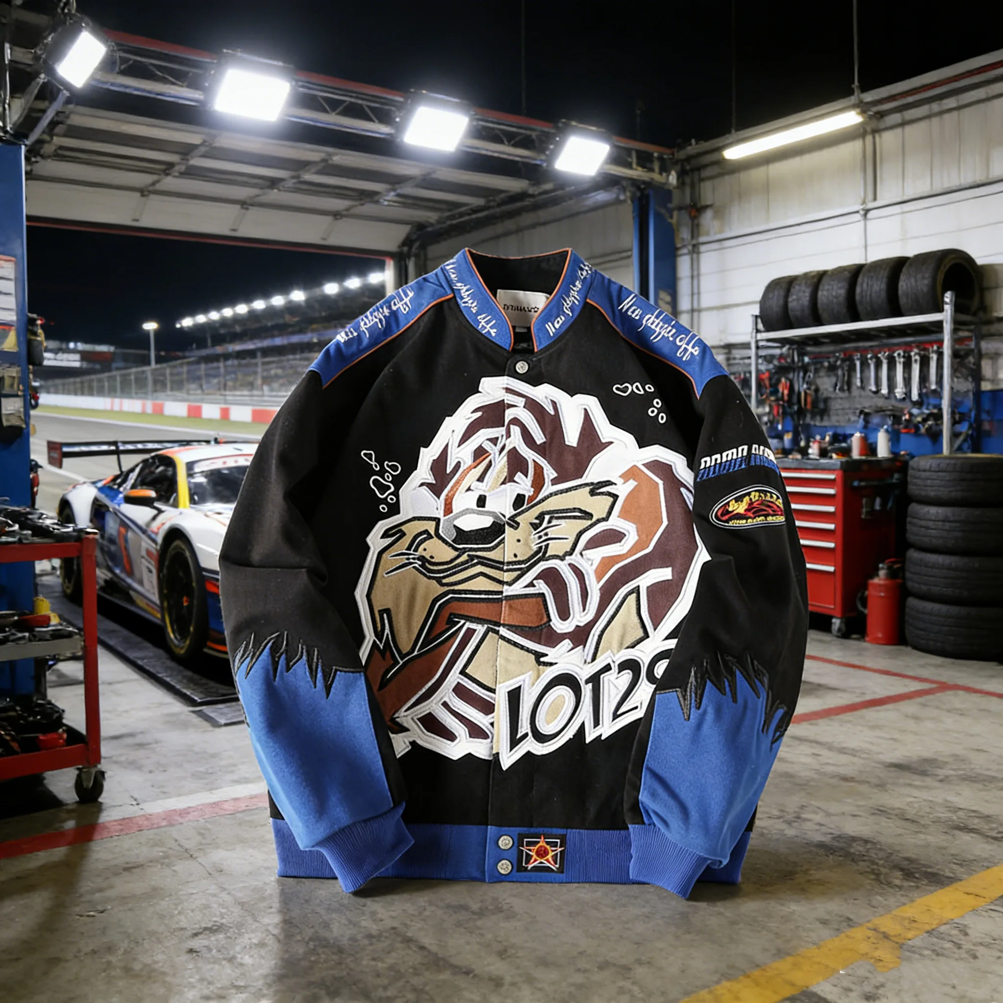 

Модная куртка из плотного хлопка для любителей хип-хопа и скейтбординга с вышивкой, воротником-стойкой и силуэтом бейсбольной куртки.